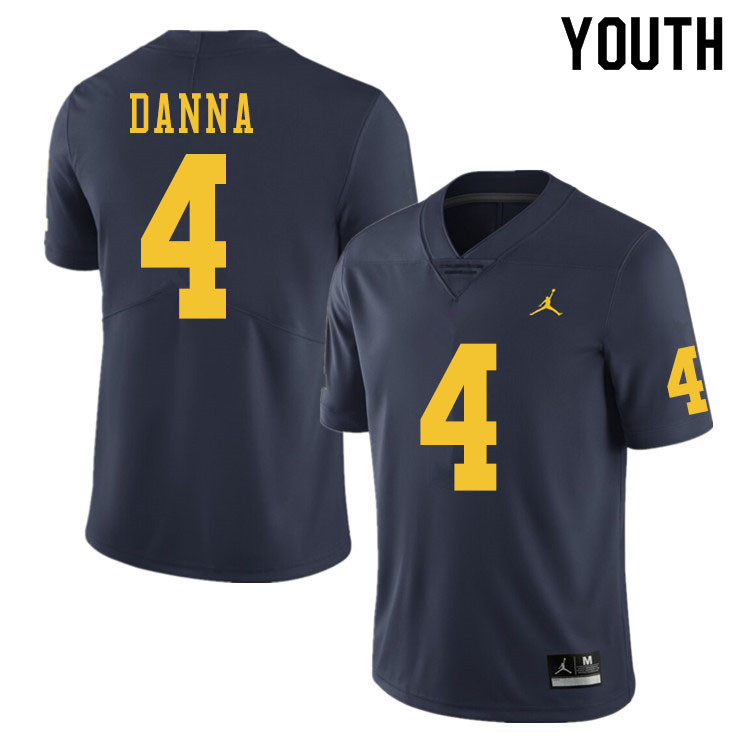 Youth #4 Michael Danna Michigan Wolverines College Football Jerseys Sale-Navy